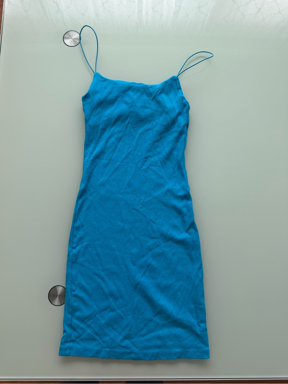 Zara Bright Turquoise Spaghetti Strap Slip Dress